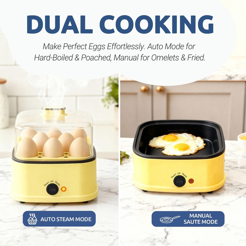 8-in-1 Electric Egg Cooker & Egg Bite Maker, Rapid Egg Steamer for Hard/Soft ...