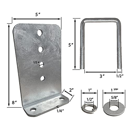 8" Galvanized L-Type Bunk Bracket Kit for Boat Trailer, fits 3x3 Cross 8 Pack