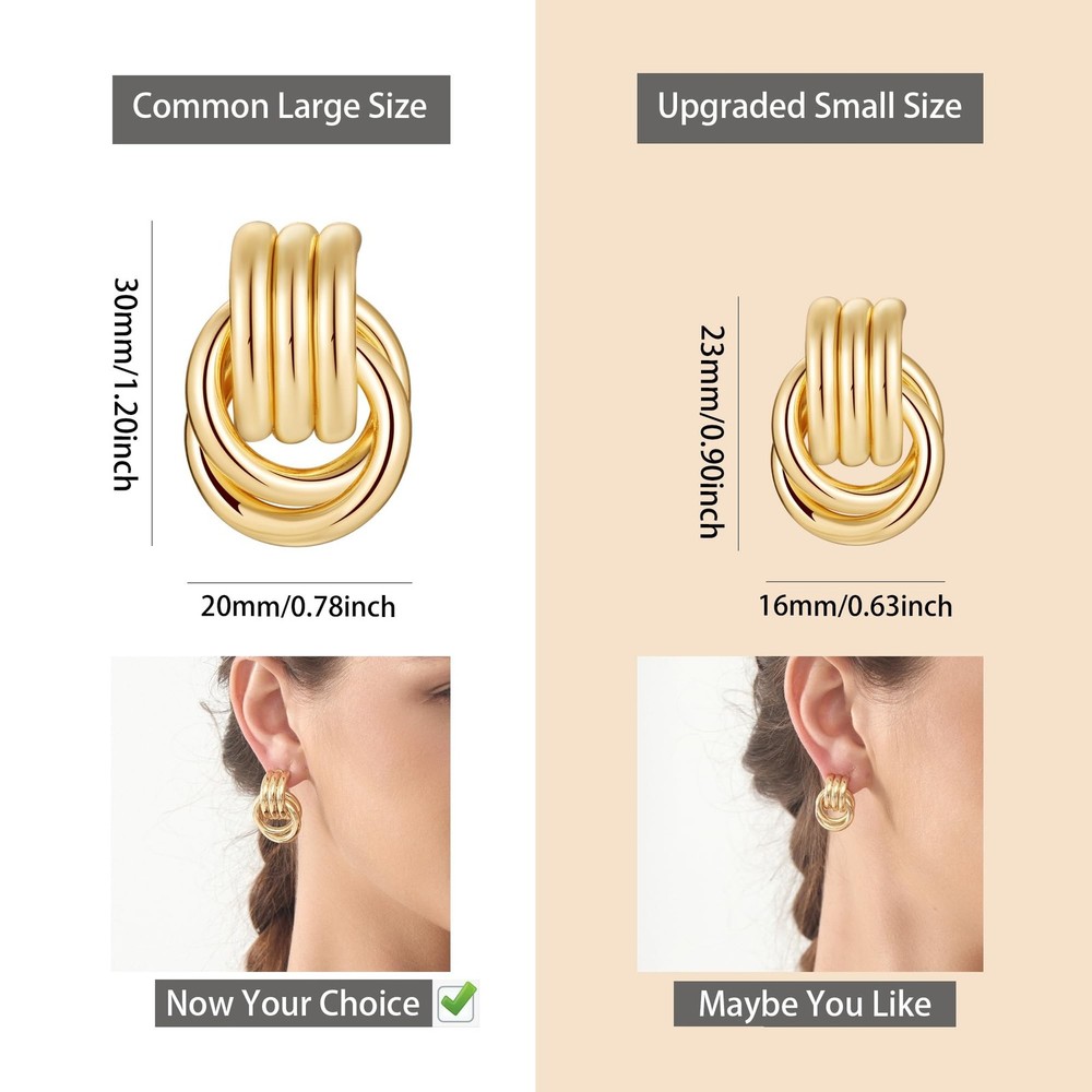 Knot Link Circle Geometric Drop Dangle Earrings, Circle Geometric Drop Dangle...