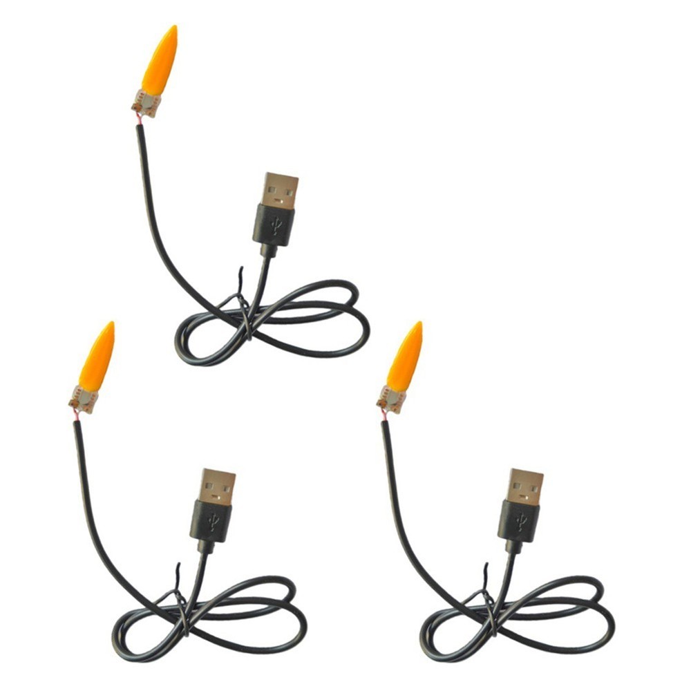 USB 5V LED flame lamp set three simulated candles flicker decorative light kit
