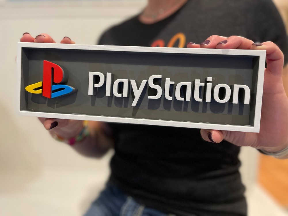 PLAYSTATION (PSX) 3D printed game console placard, multi-color