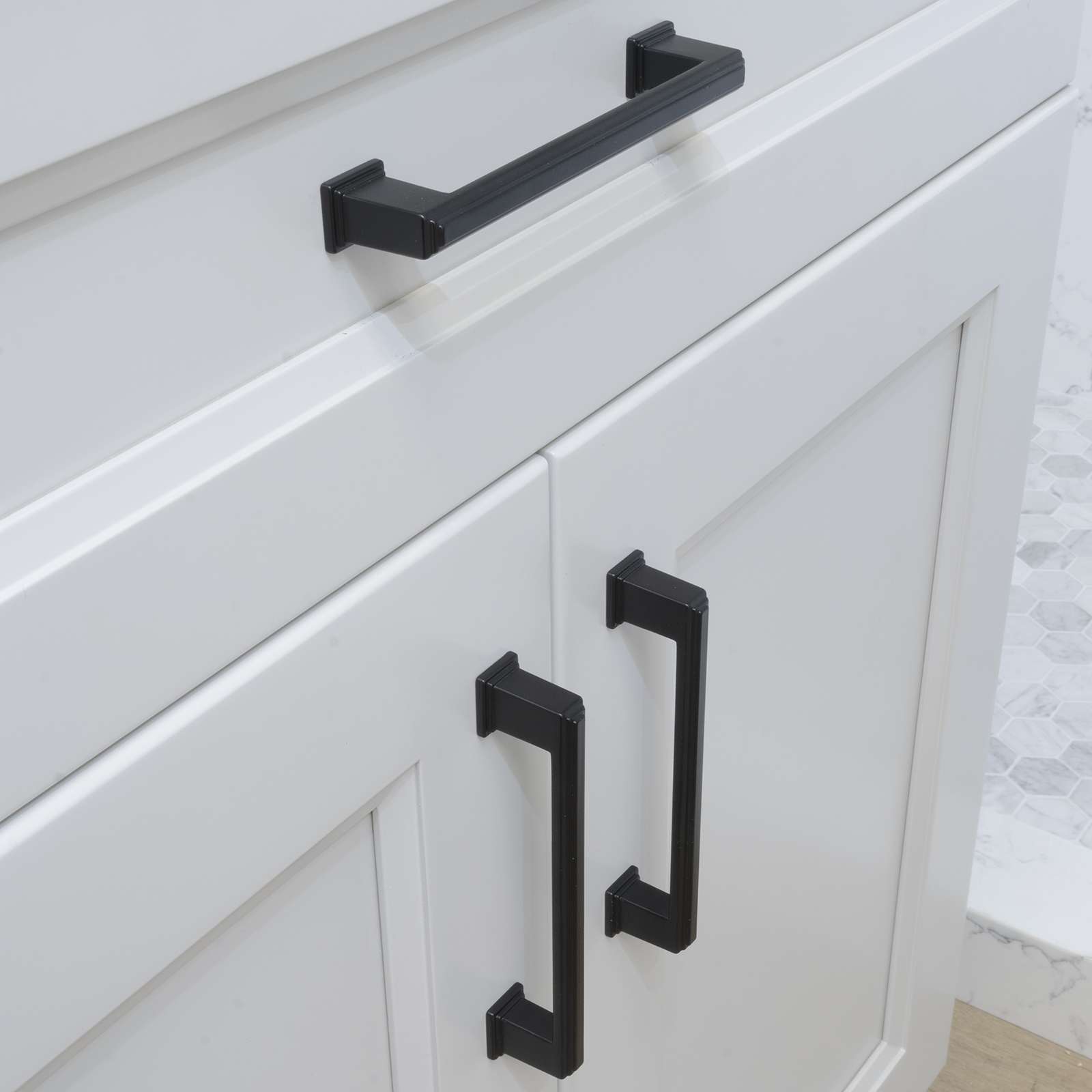 Square Matte Black Solid Cabinet Handles Pulls Kitchen Bathroom Modern Style