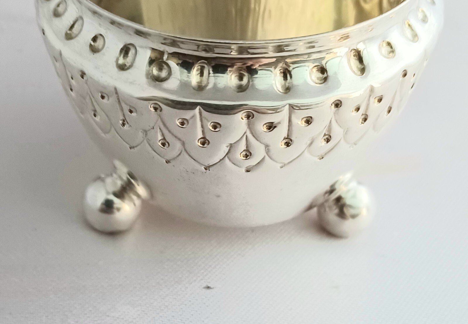 Victorian Sheffield Sterling Atkins Brothers 1883 Footed Decorated Salt Cellar