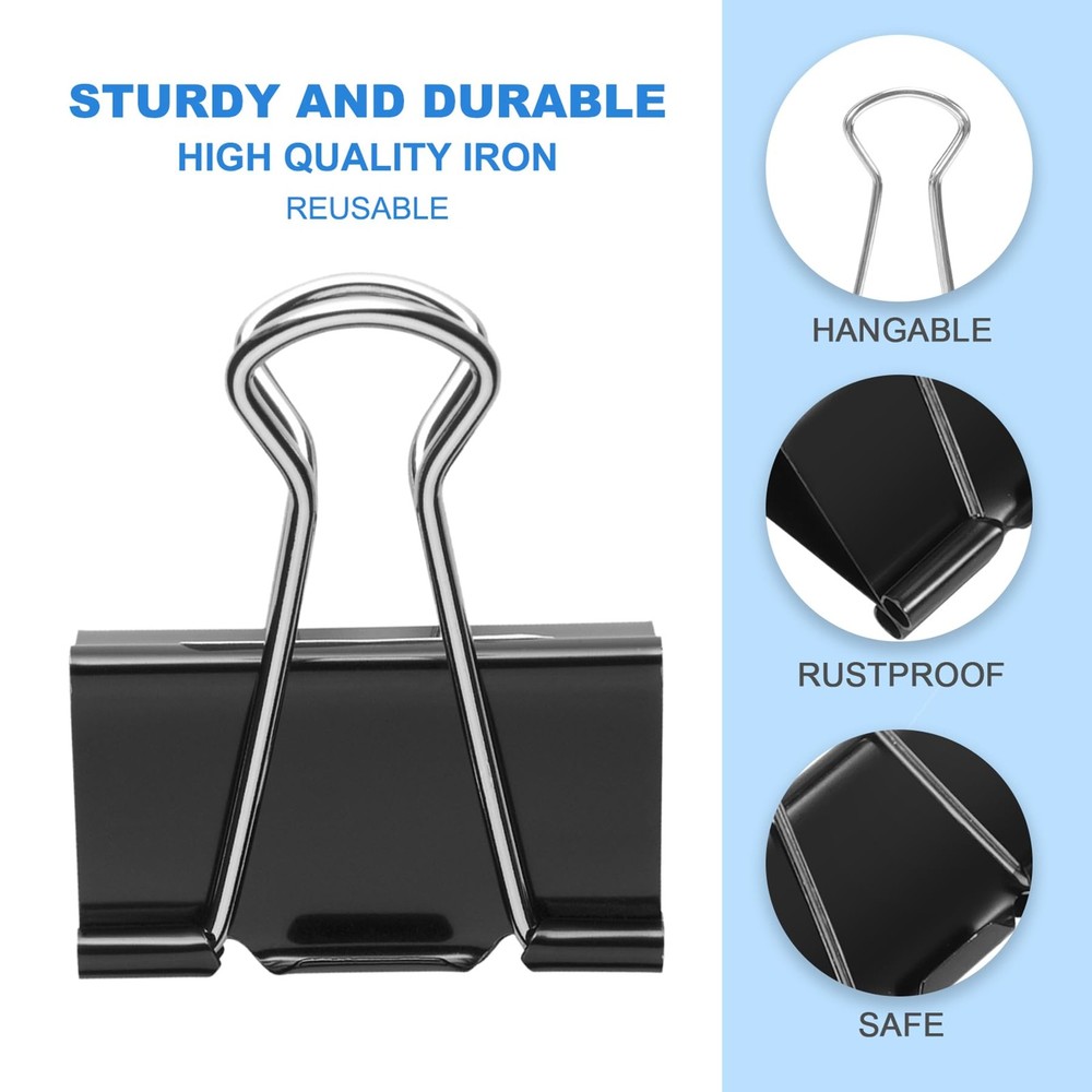 Assorted sizes of binder clips, including extra large, medium, small, mini