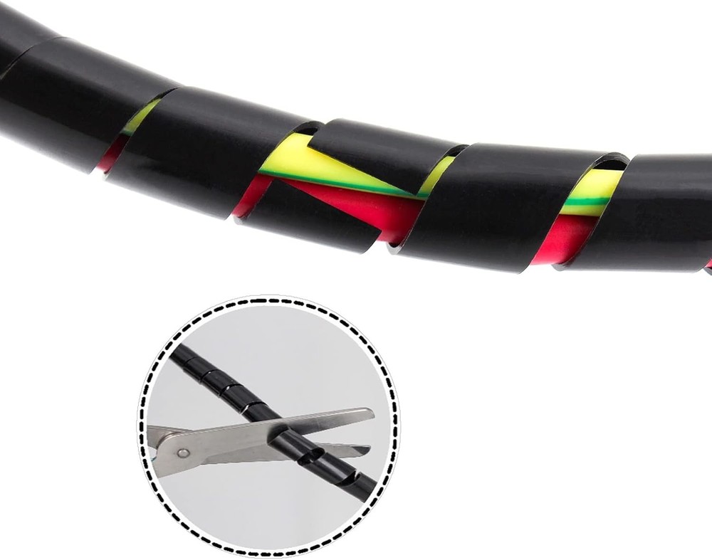 Spiral Cable Wrap,10ft – 1/4 inch Wire Wrap Cord Covers Bundle Black
