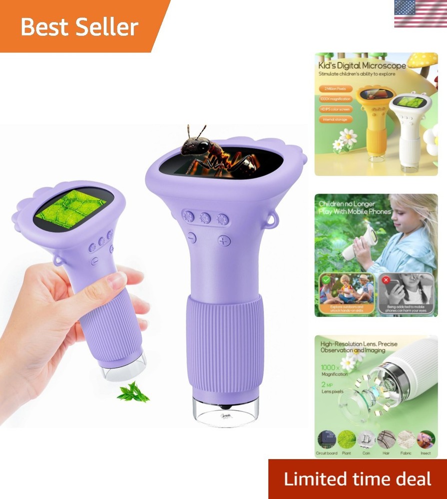 Kids Microscope Digital Camera, 1000X Handheld Camera Microscope for Kids wit...