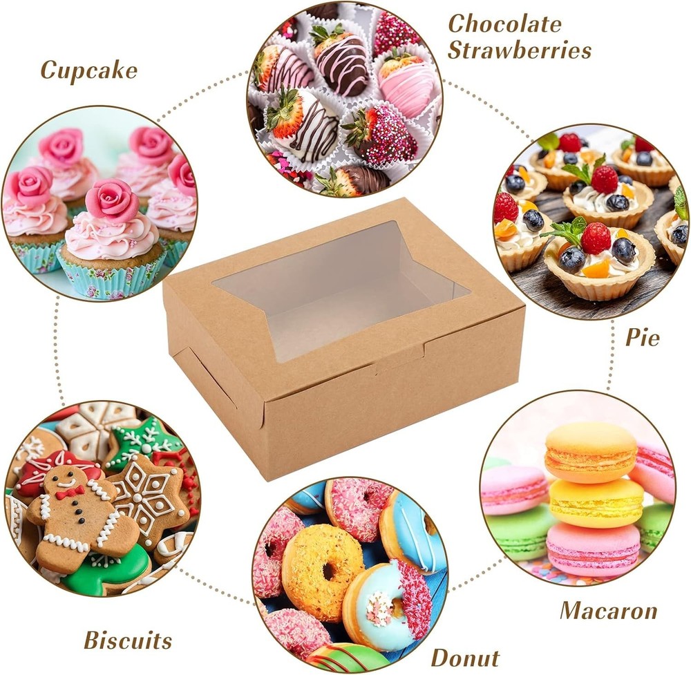32pcs Cookie Boxes, 8x6x2.5 Bakery Boxes with Window 3 Styles, for Chocolate ...
