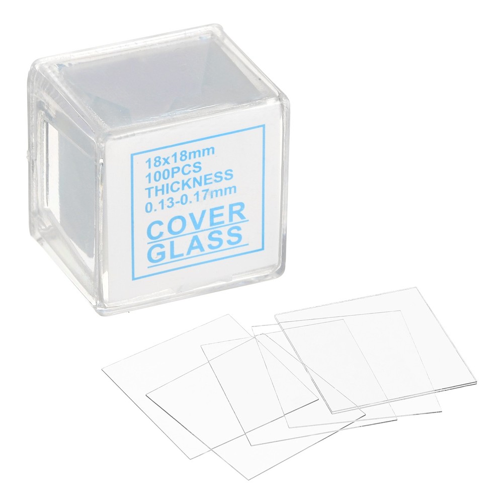 100pcs Cover Slips for Microscope Slides, 18x18mm Microscope Cover Square
