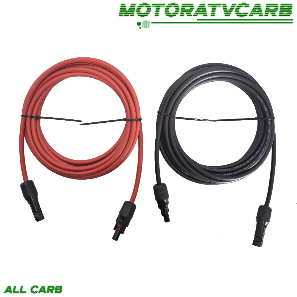 ALL-CARB 10 AWG 15 FT Solar Panel Extension Cable Wire Connector Black + Red