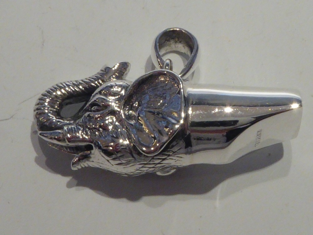 SOLID SILVER NOVELTY ELEPHANT WHISTLE