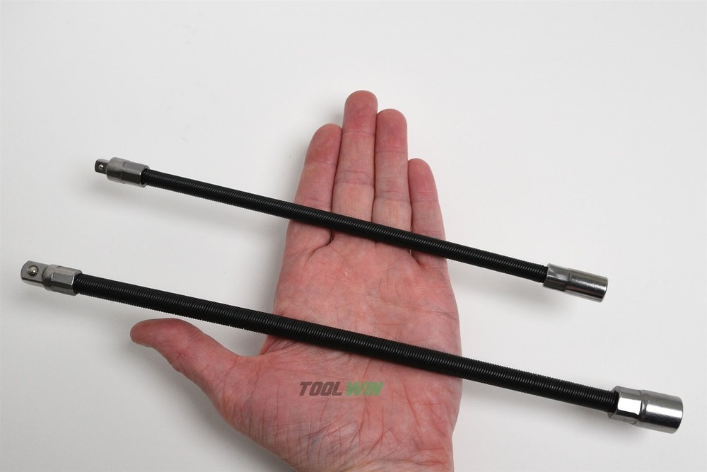 2pc 3/8" & 1/4" DR Flexible Socket Extension Bar Set 10" 12" Ratchet Flex