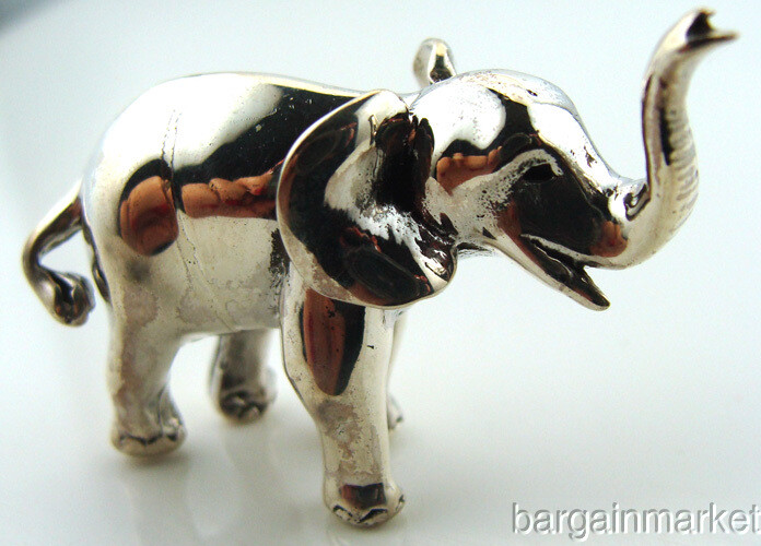 Miniature 925 Silver Good Luck Elephant Figurine #s2