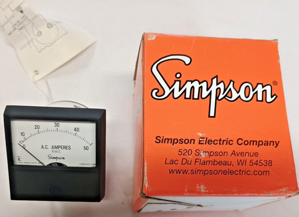 Simpson 17673 Analog Panel Meter Black Knife-Edge Pointer AC