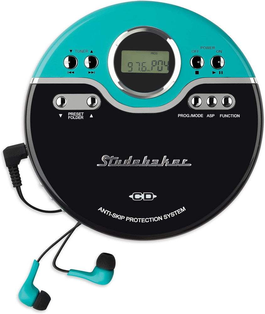 Studebaker Retro Portable CD Player | CD-R/RW MP3 Playback | Programmable Person