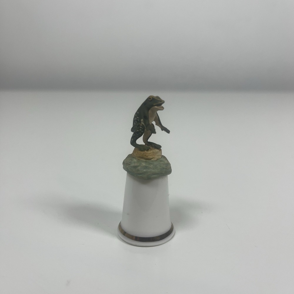 Sterling Classic Bone China Thimble With Enamelled Frog
