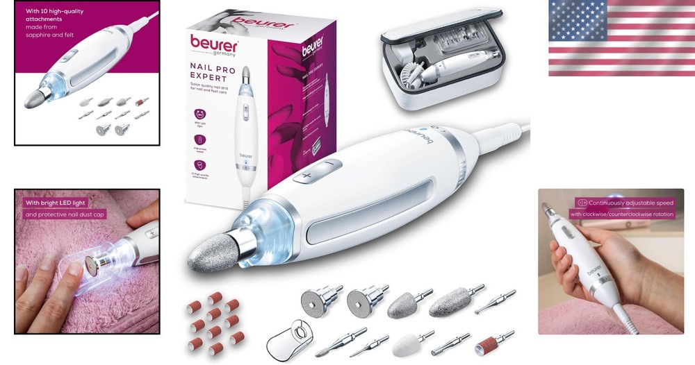 Professional Nail File Machine, LED Light, Storage Case