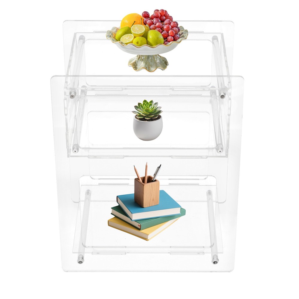 3-Tier Acrylic Side Table Acrylic Nightstand Elevated Bottom Preventing Damp