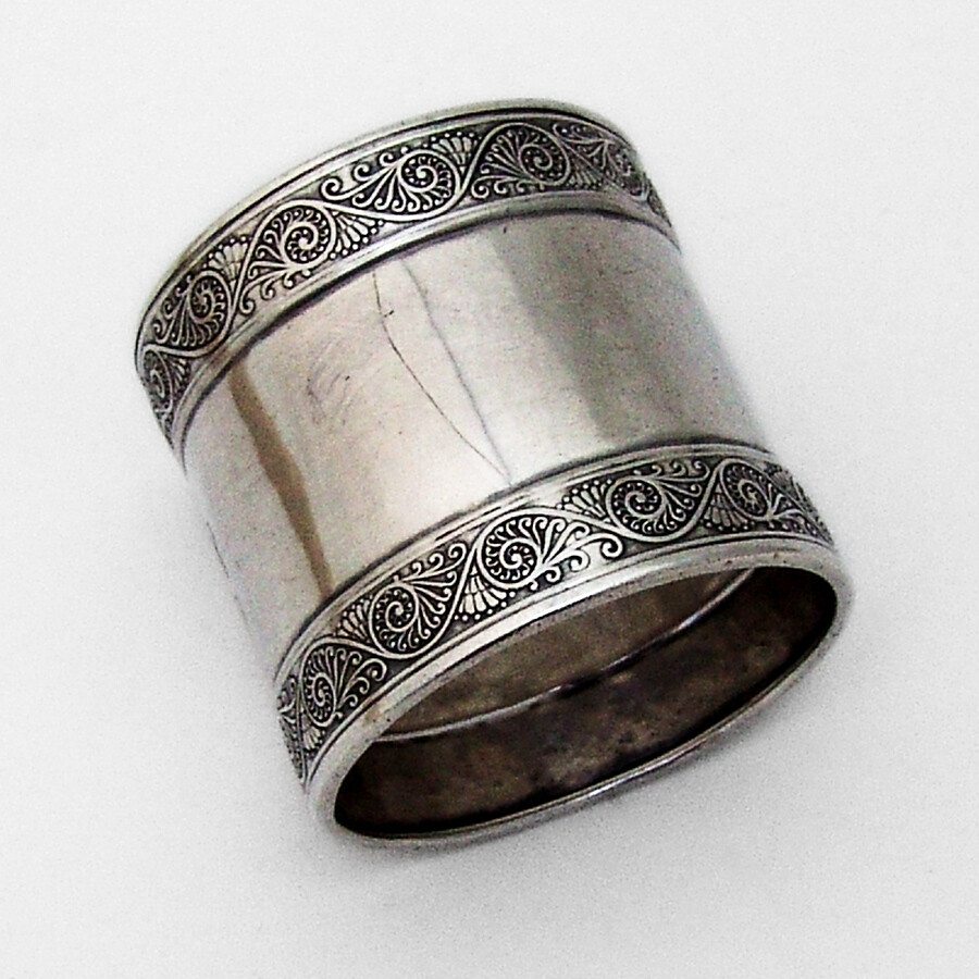 Aesthetic Scroll Napkin Ring Gorham Sterling Silver 1882 Mono