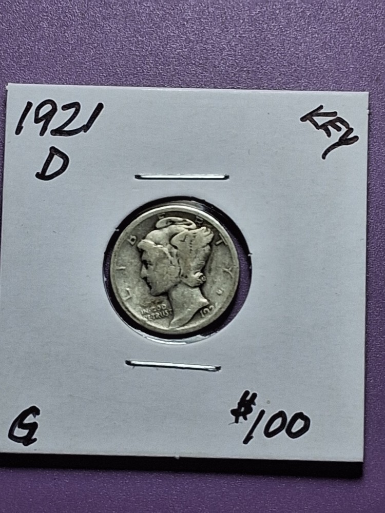 1921-D MERCURY DIME. GOOD CONDITION. KEY DATE.