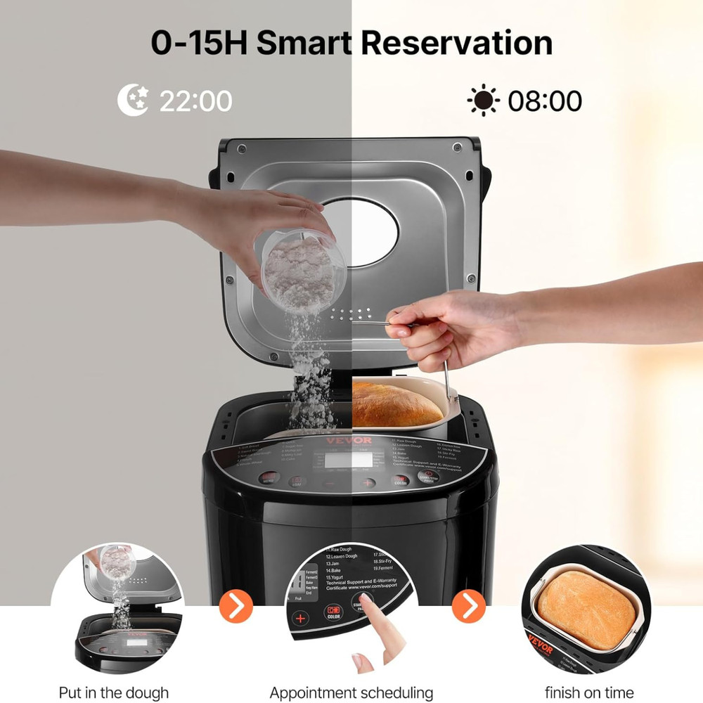 Bread Maker, 19-in-1 2LB Dough Machine, Nonstick Ceramic Pan Automatic Breadmake