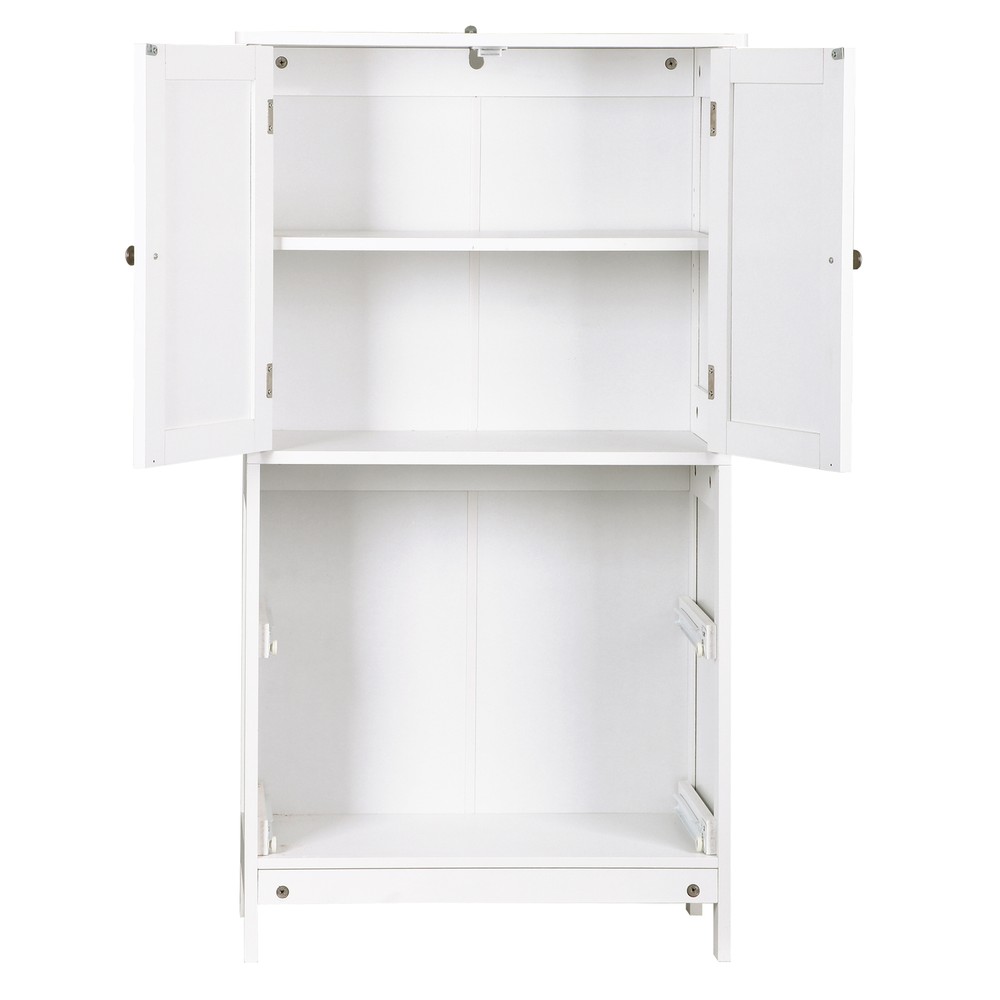 Storage Floor Cabinet Freestanding Entryway Storage Unit Console Table White