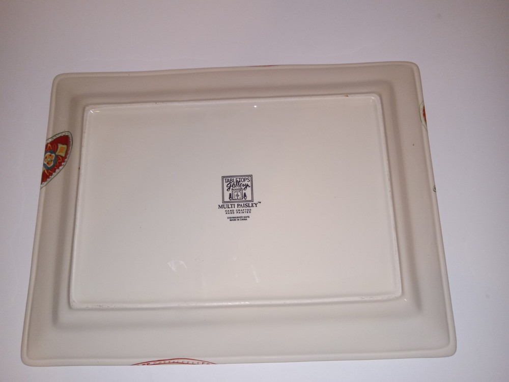 Misto Multi Paisley By Tabletops Unlimited 16" x 12" Rectangular Tray Platter