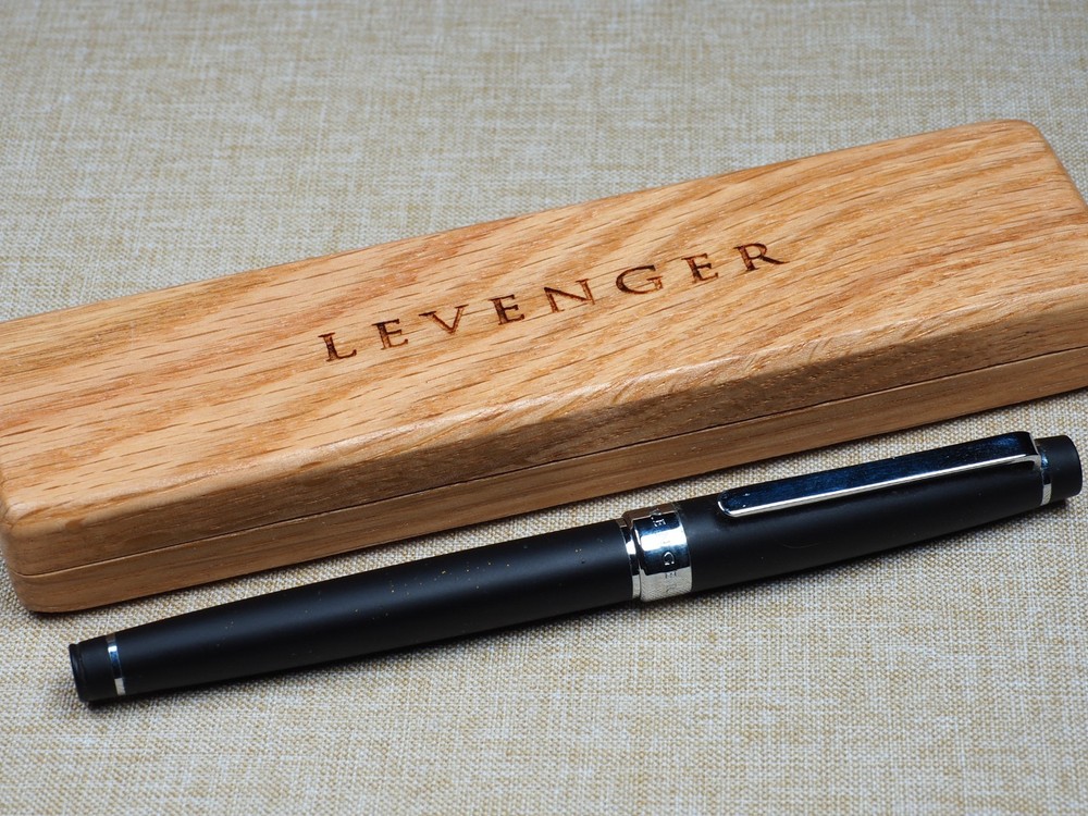 Vintage Levenger Perfecta Rollerball Pen in Solid Oak Case