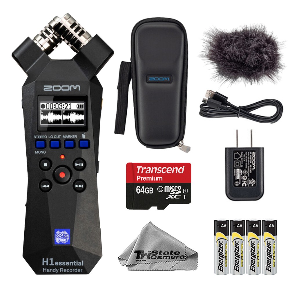 Zoom H1essential Recorder w/ APH-1e Accessory Pack + 64GB + Batteries -Basic Kit