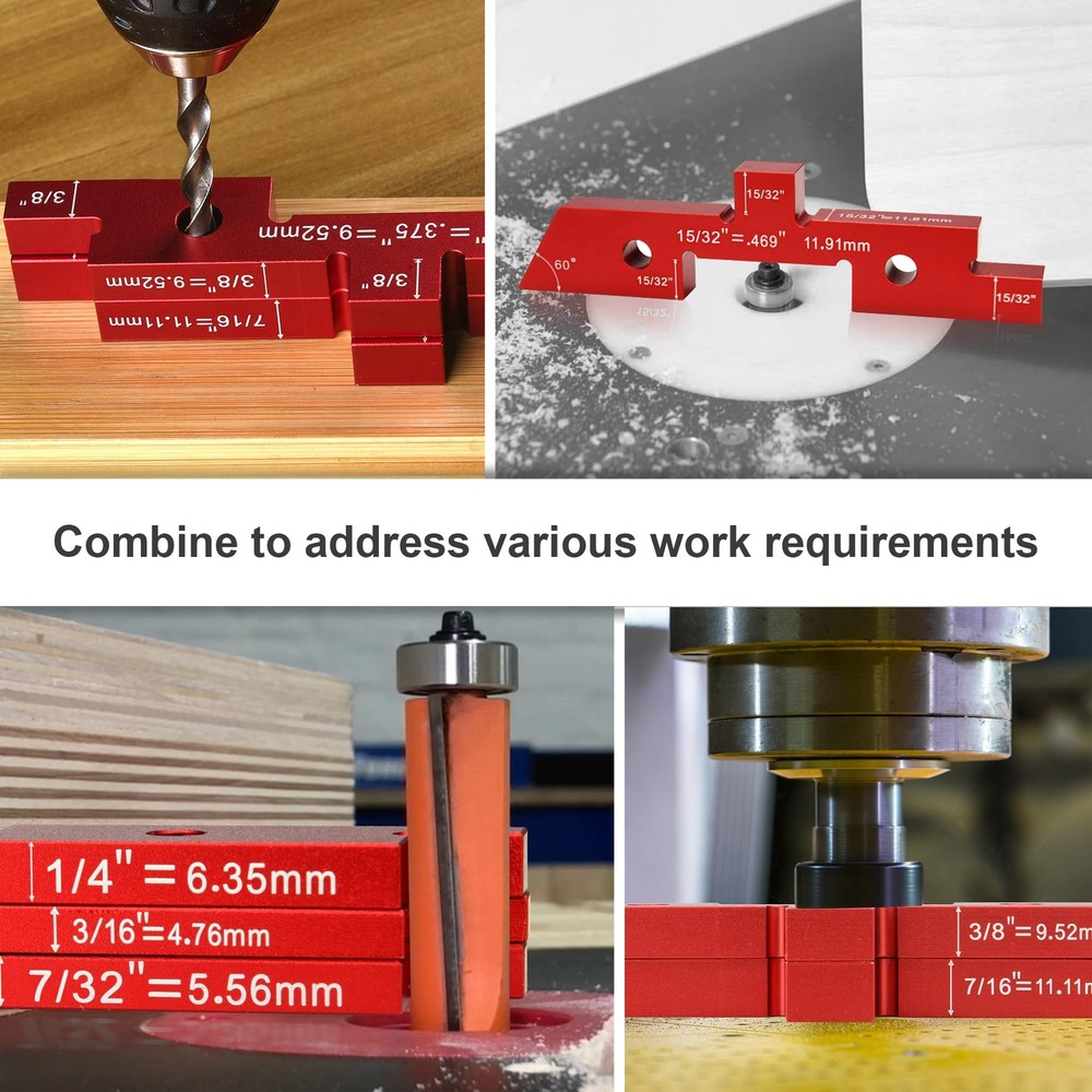 Setup Blocks Woodworking 14Pcs Aluminum Setup Bars with Case Setup Blocks Hei...
