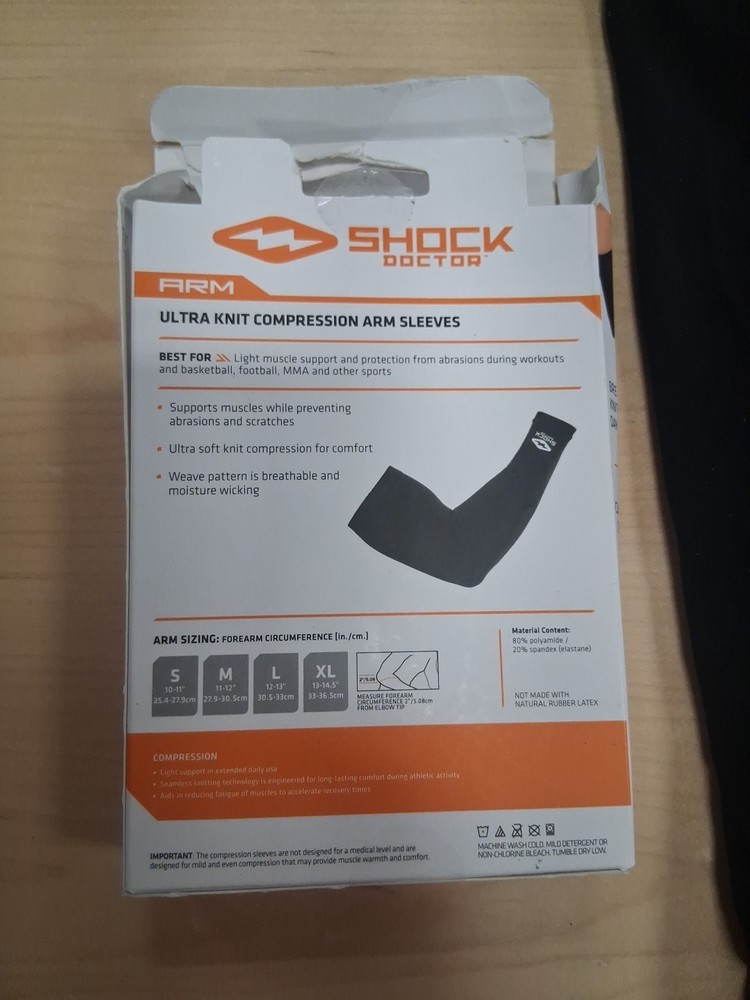 Shock Doctor Compression Arm Sleeve Black, Size Small
