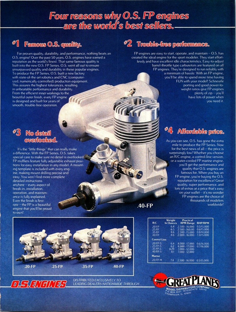 OS Engines .40 FP RC Engine Print Ad Wall Art Decor Ephemera