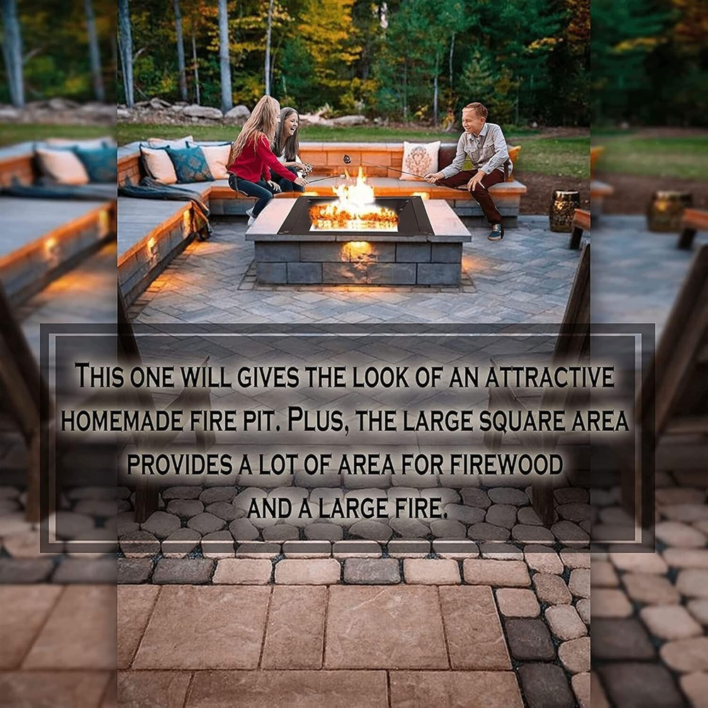 Fire Pit Ring - Square - 29" (OD) & 25" (ID) - Fire Pit Insert with Air Vents