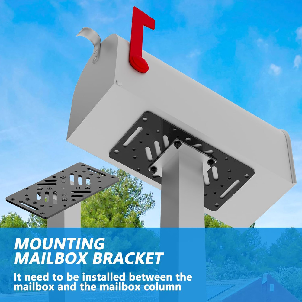 Antirust Mailbox Post Mount Bracket, Heavy-Duty Plate for Post Mount Mailboxes,