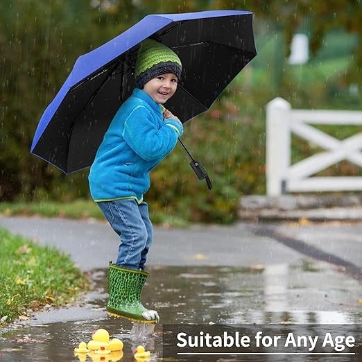 Strong Windproof Stick Compact Umbrella for Rain, One-Click Automatic Open and C