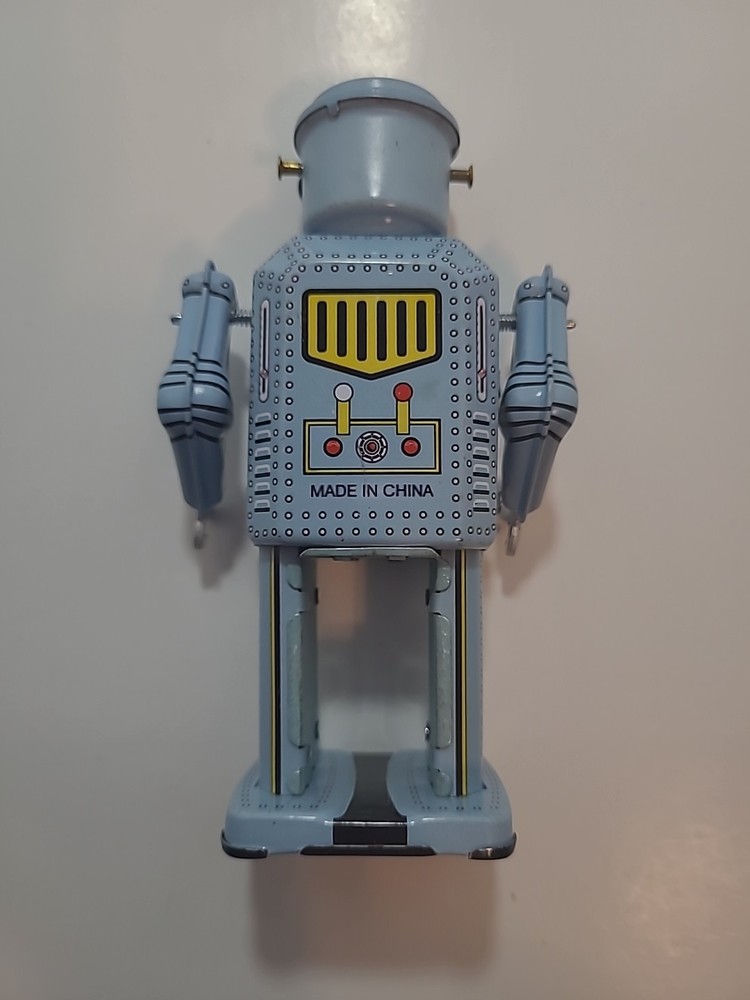 Tin Wind Up Robot Mechanical Robot With Key And Box Tested Great Shape