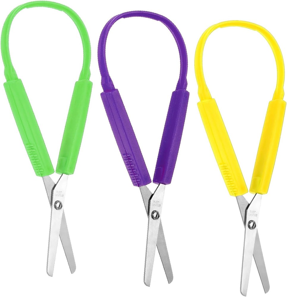 Loop Scissors Adaptive Design Scissor Colorful Handle Self-Opening Safety