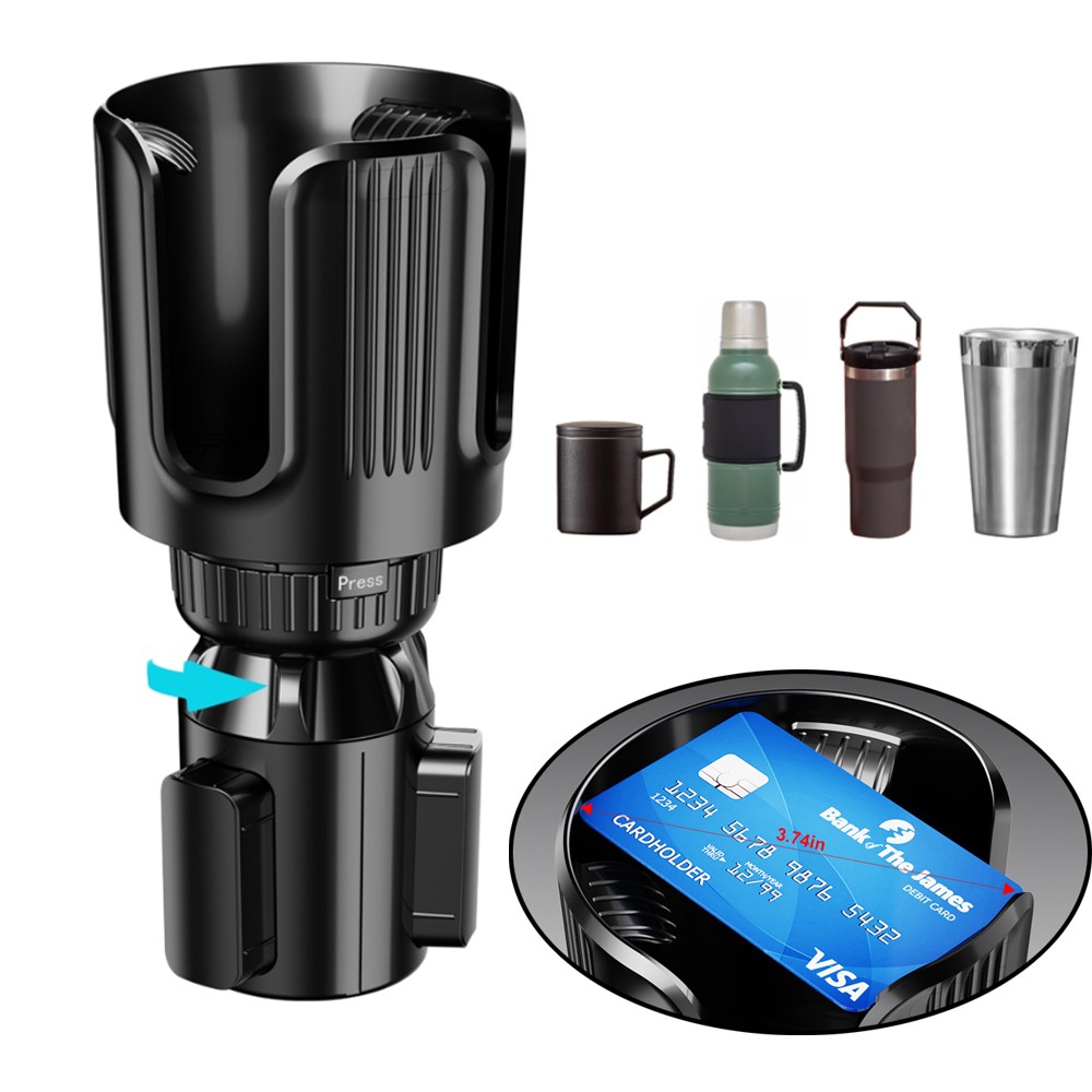 Universal Car Cup Holder Expander Adapter Bottles Mugs Organizer Adjustable Base
