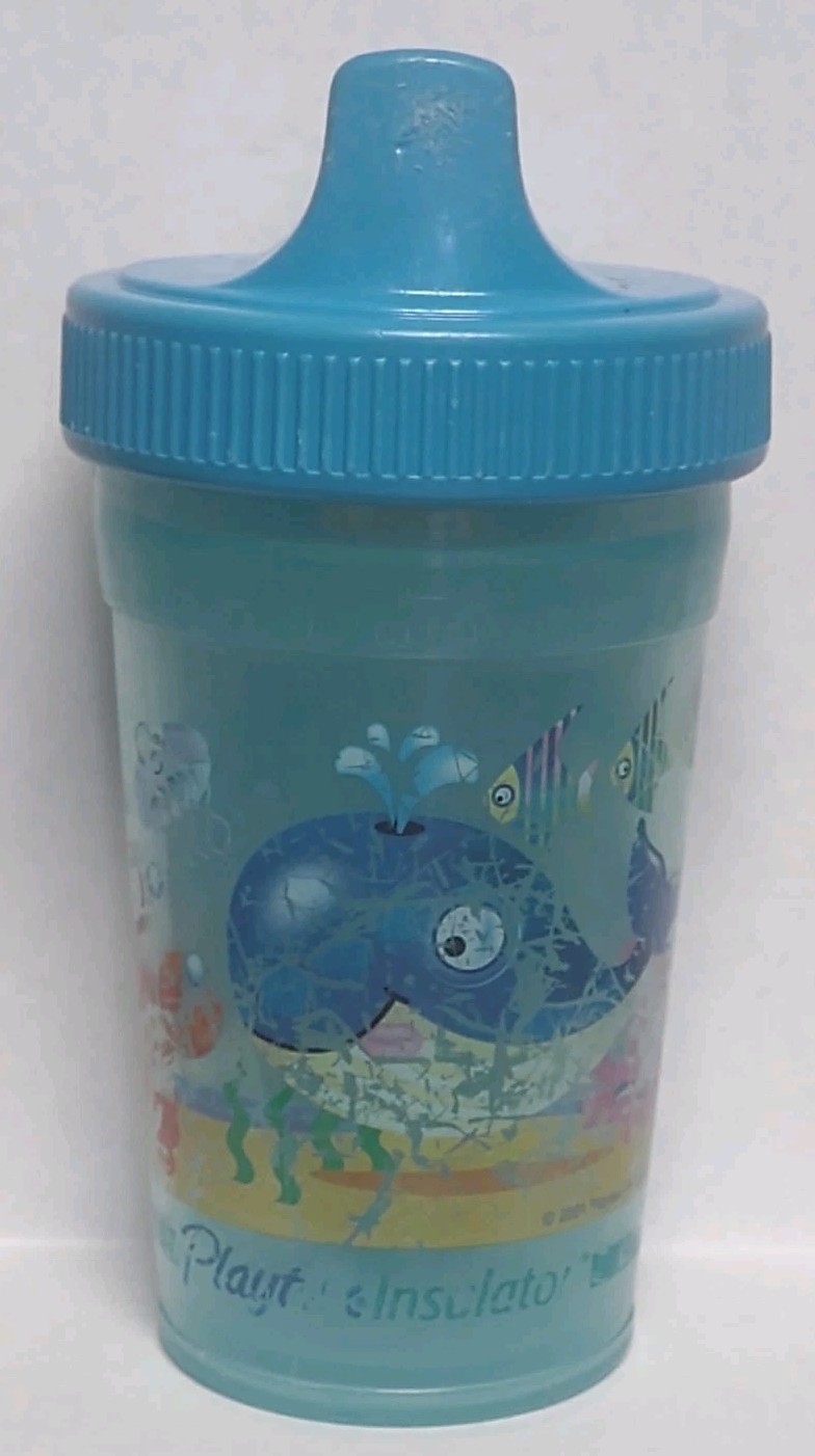 Vtg Playtex Sippy Cup Sea Fish Whale Crab Blue Lid Valve 2001 Pls Read