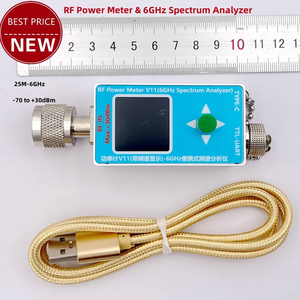 RF Power Meter V11 & 6GHz Spectrum Analyzer + Type-C Cable + SMA Adapter