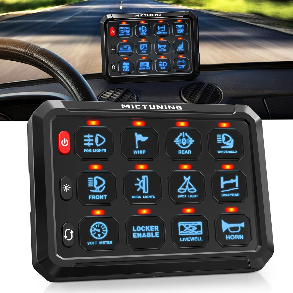 MICTUNING 12 Gang Switch Panel, Led Touch On Off Circuit Control Box For UTV ATV