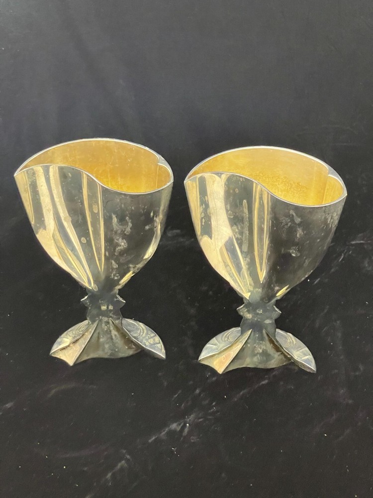 Silver Plated Heart Shape Wedding Double Toasting Chalice