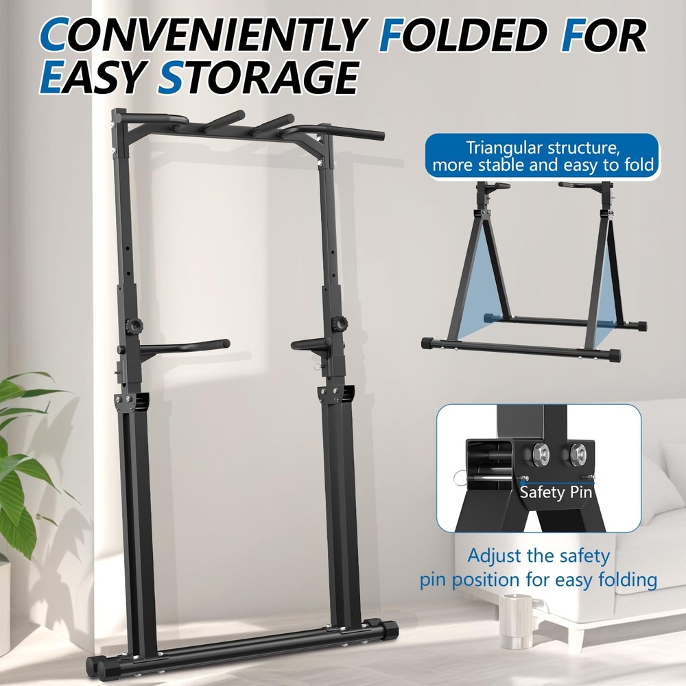Foldable Pull Up Bar Pull Up Station,Power Tower with Triangular Structure, M...