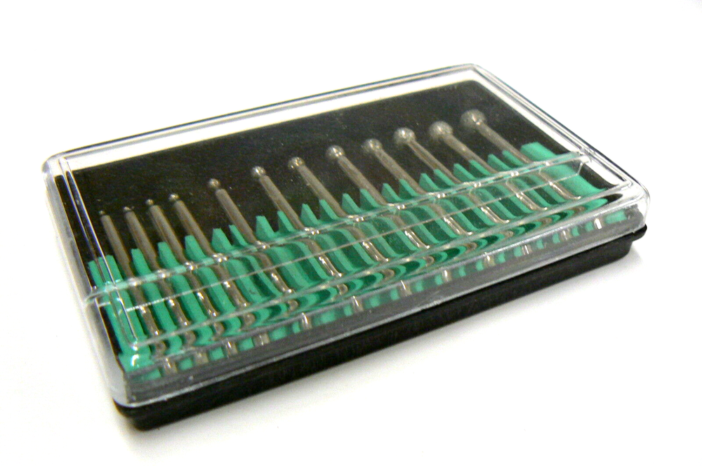 Round Diamond Bur Set 12 Pc Assorted Ball Burs 1/8” Diamond Coated Lapidary Bits
