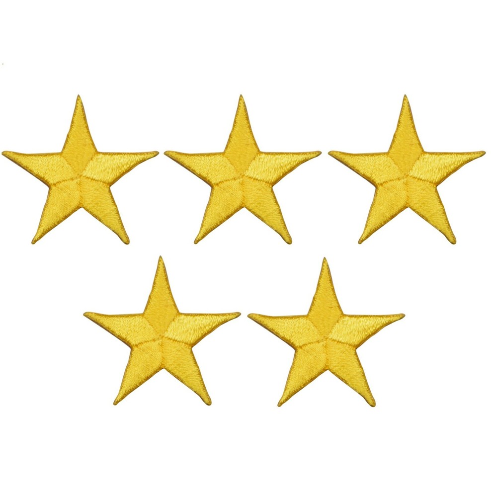 Star Applique Patch - Yellow 7/8" (5-Pack, Iron on)