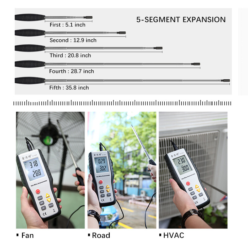 HT-9829 Ultrasonic Anemometer Digital Anemometer Wind Speed Sensor Measuring Kit