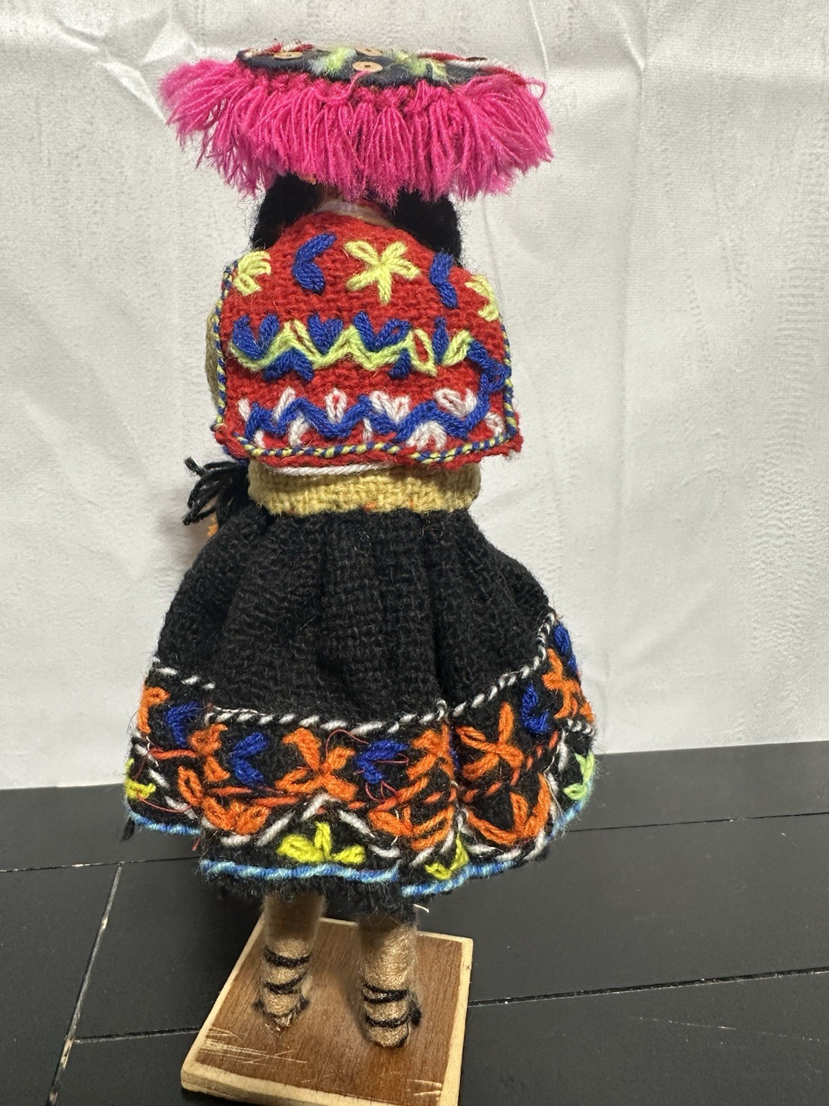 Vintage Peruvian Doll Handmade Peru Woven Cloth Hand Painted Folk Art