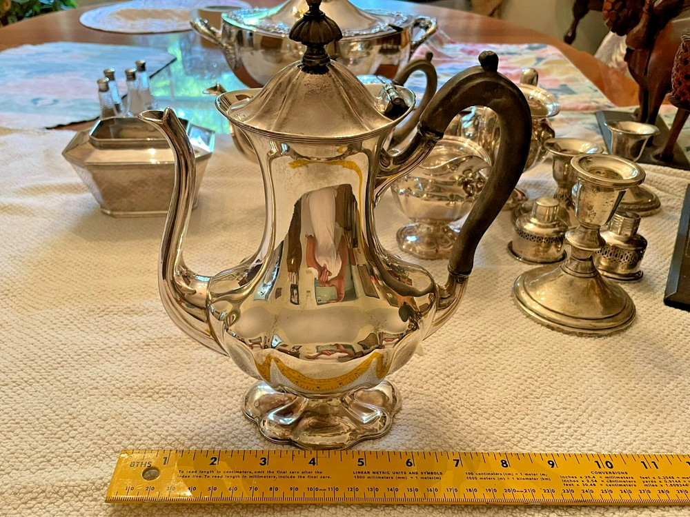 Webster Wilcox English Flutes Silverplate Coffee & Tea Set – 4 Piece, Elegant