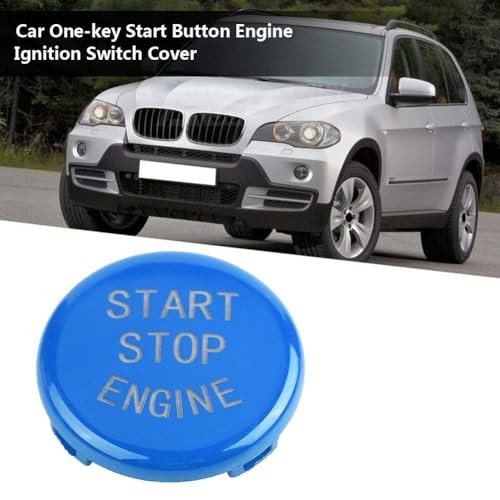 Car Engine Start Button Cover ABS Push Button Switch, One-Key Start Blue
