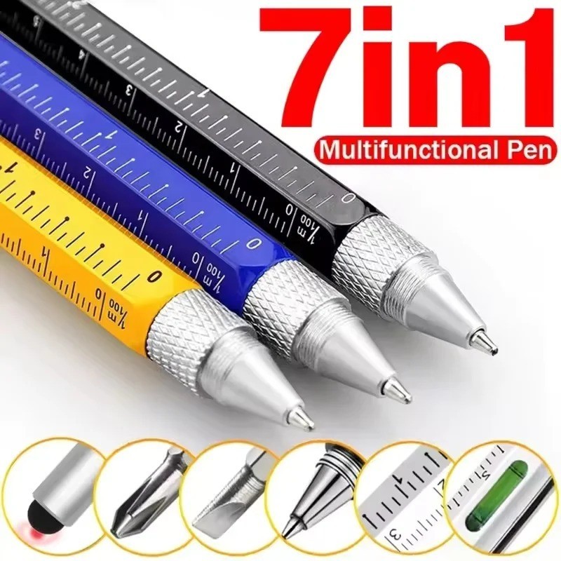 7 in1 Multifunction Ballpoint Pen with Modern Handheld Tool Measure Technical