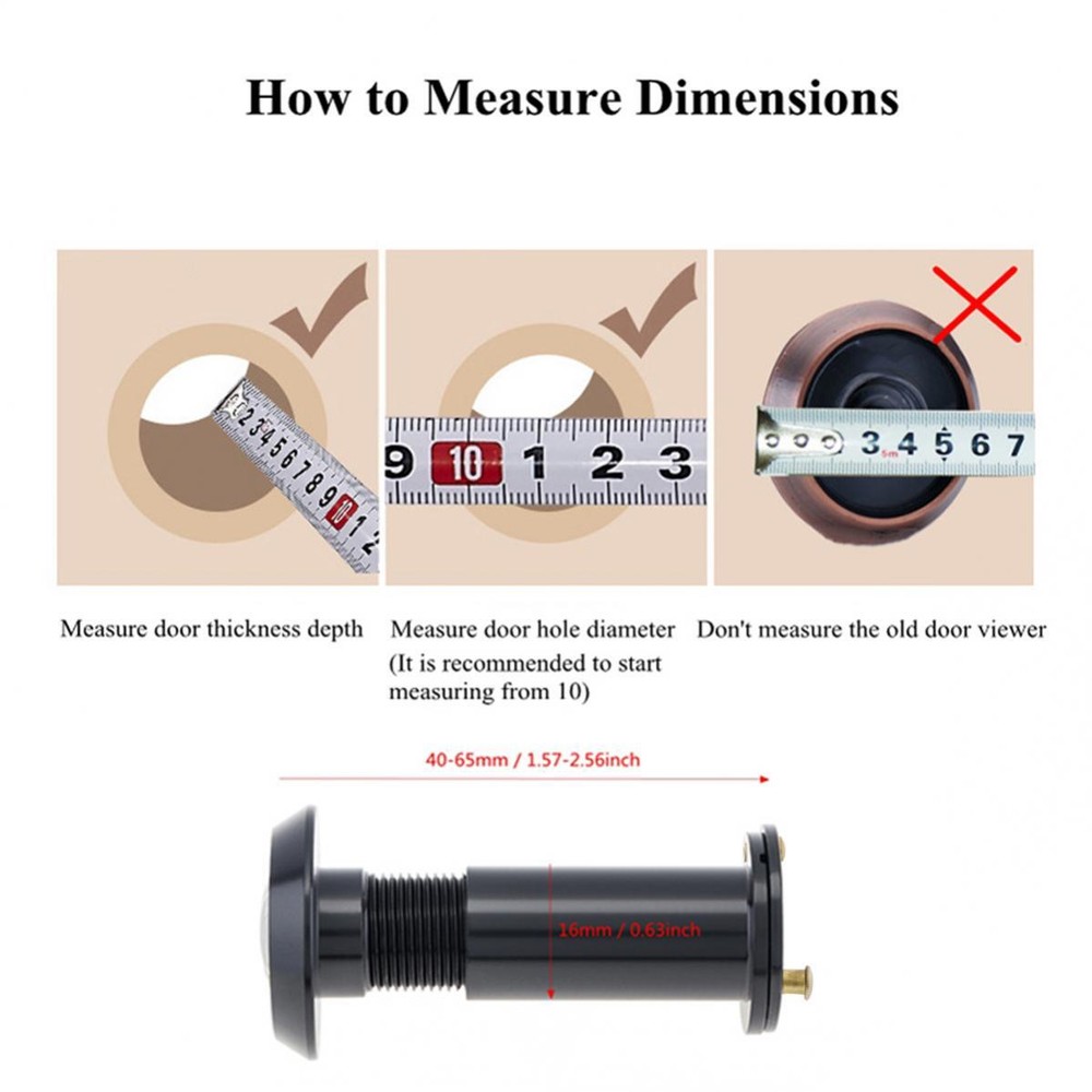 Solid Brass Door Viewer Peephole with install Drill Bit Set for Home Security